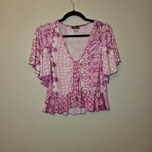 VENUS SMALL CROP TOP ;PINK AND PURPLE BLOUSE